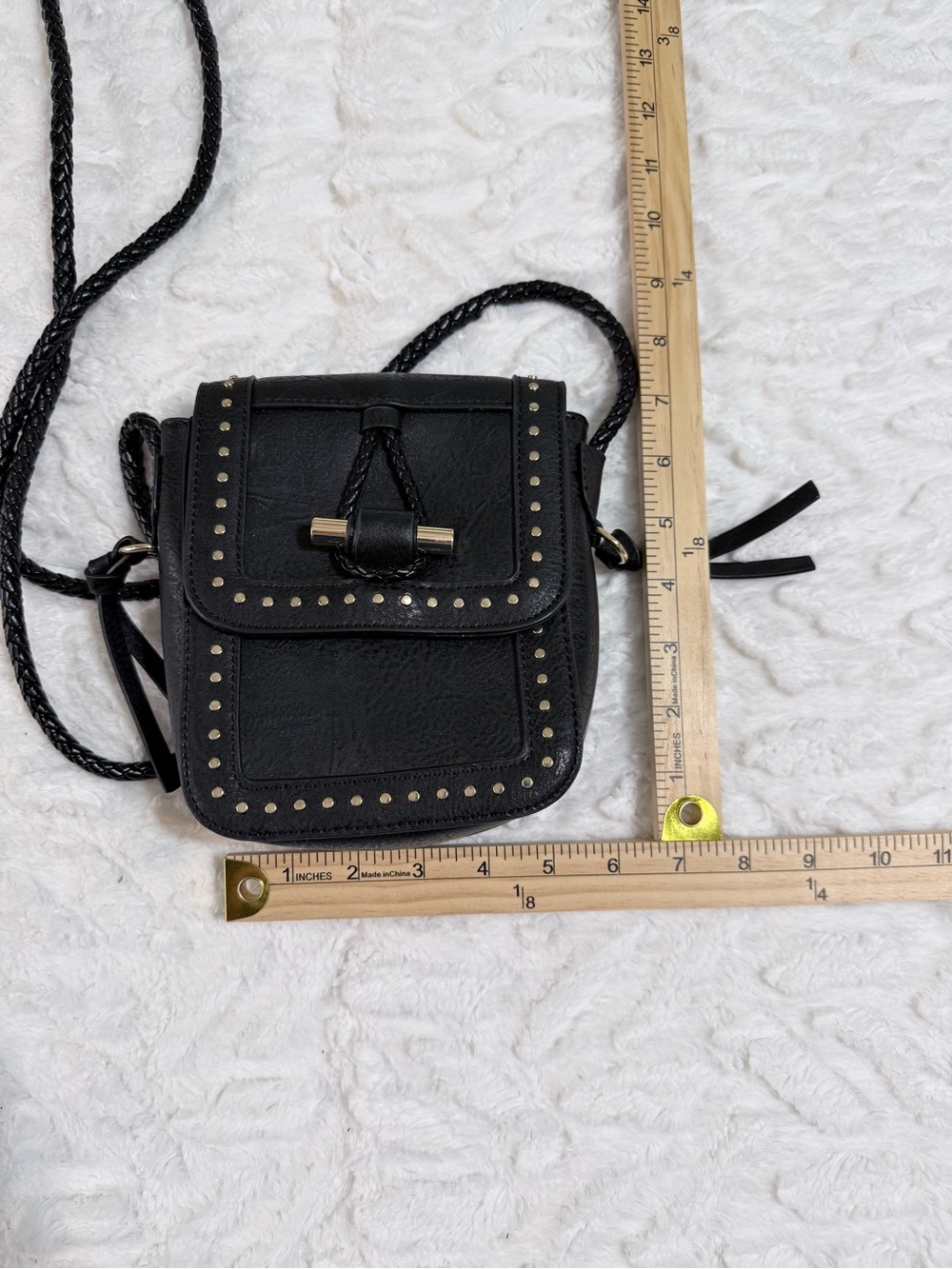 Sam and Hadley Black Studded Crossbody Bag with Braided Strap - NWOT - Picture 11 of 16